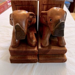 Vintage Hand made in Taiwan solid wood book ends beautifully made